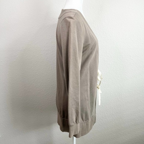 ANTHROPOLOGIE Saturday Sunday Brown Tie Front Cardigan Sweater Women's S Stretch - Picture 6 of 9